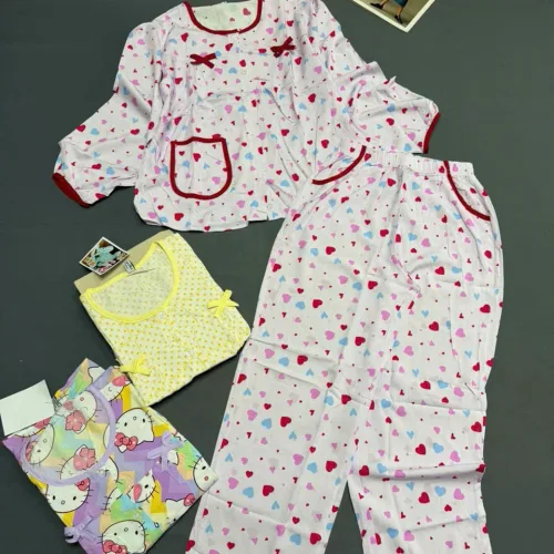 Bộ mặc nhà nữ baby doll tay dài quần dài vải tole QV-15026