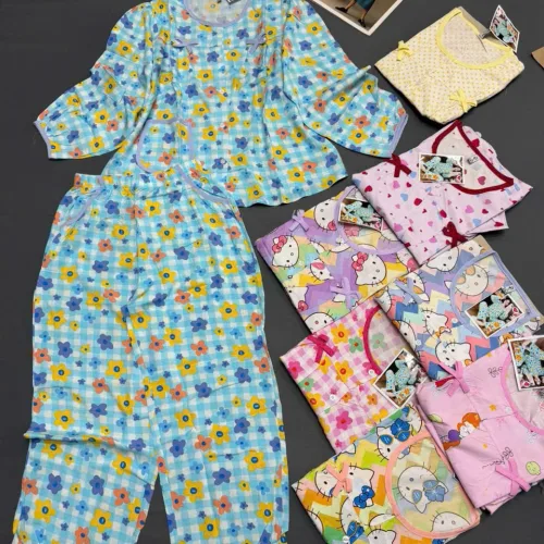 Bộ mặc nhà nữ baby doll tay dài quần dài vải tole QV-15026