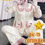 Đồ bộ nữ QV-20026 cotton Hàn không giãn, áo tay dài và quần dài