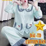 Đồ bộ nữ QV-20026 cotton Hàn không giãn, áo tay dài và quần dài
