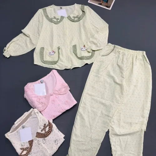 Đồ bộ nữ QV-20026 cotton Hàn không giãn, áo tay dài và quần dài
