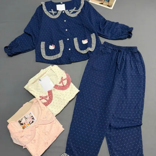 Đồ bộ nữ QV-20026 cotton Hàn không giãn, áo tay dài và quần dài