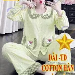 Đồ bộ nữ QV-20026 cotton Hàn không giãn, áo tay dài và quần dài