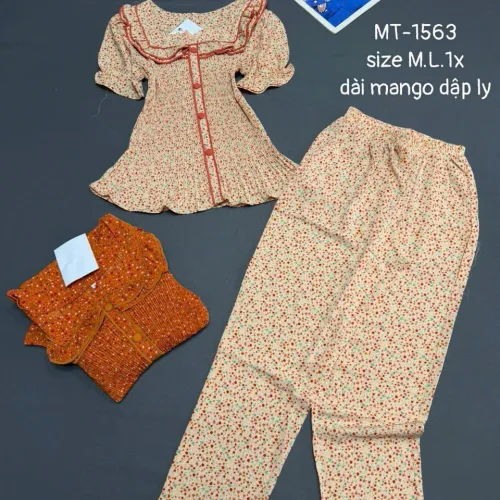 Chuyên sỉ đồ bộ nữ tay ngắn quần dài áo dập ly MT-1563
