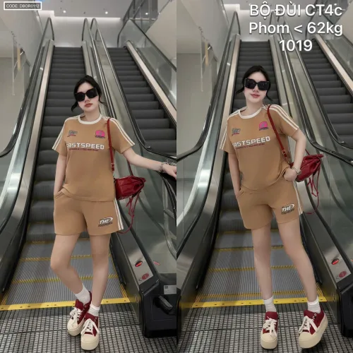 Set đồ nữ thể thao áo ngắn tay quần đùi cotton freesize