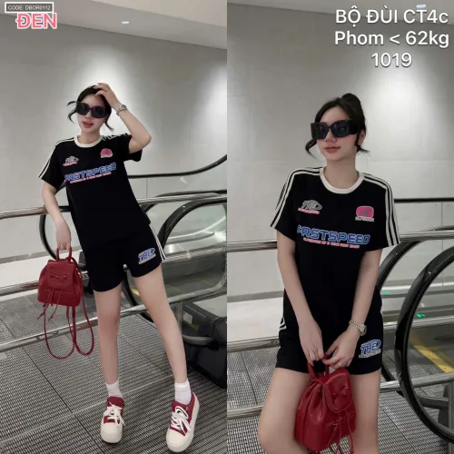 Set đồ nữ thể thao áo ngắn tay quần đùi cotton freesize