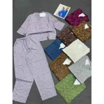 Nơi lấy sỉ đồ Bộ Nữ Trung Niên Áo Tay Lở Quần Dài Họa Tiết Sang Trọng Vải Gấm Mịn Mát Size 45-62kg