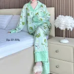 Nơi lấy sỉ đồ Bộ Pijama Nữ - Đồ Bộ Tay Dài Quần Dài Họa Tiết Đơn Giản Mặc Mát Thoải Mái Big Size 50–80kg