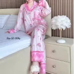 Nơi lấy sỉ đồ Bộ Pijama Nữ - Đồ Bộ Tay Dài Quần Dài Họa Tiết Đơn Giản Mặc Mát Thoải Mái Big Size 50–80kg