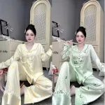 Chỗ sỉ đồ Bộ Pijama Nữ - Đồ Bộ Tay Dài Quần Dài Viền Bèo Họa Tiết Nhí Size 40-65kg