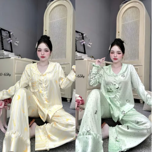 Chỗ sỉ đồ Bộ Pijama Nữ - Đồ Bộ Tay Dài Quần Dài Viền Bèo Họa Tiết Nhí Size 40-65kg phù hợp để tham khảo khi chọn đồ ngủ