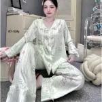 Chỗ sỉ đồ Bộ Pijama Nữ - Đồ Bộ Tay Dài Quần Dài Viền Bèo Họa Tiết Nhí Size 40-65kg
