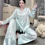 Chỗ sỉ đồ Bộ Pijama Nữ - Đồ Bộ Tay Dài Quần Dài Viền Bèo Họa Tiết Nhí Size 40-65kg