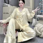 Chỗ sỉ đồ Bộ Pijama Nữ - Đồ Bộ Tay Dài Quần Dài Viền Bèo Họa Tiết Nhí Size 40-65kg