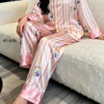 Đồ bộ pijama nữ tay dài, quần dài viền ren họa tiết size 40-60kg