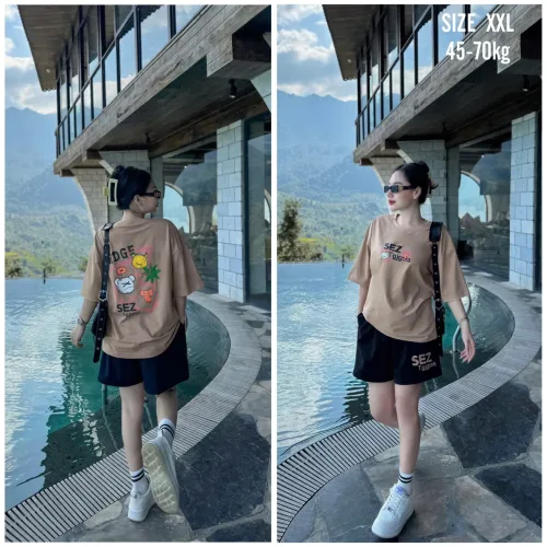 Đồ bộ quần đùi  áo tay ngắn in chữ sez... – một lựa chọn đáng tham khảo trong quần áo nữ big size