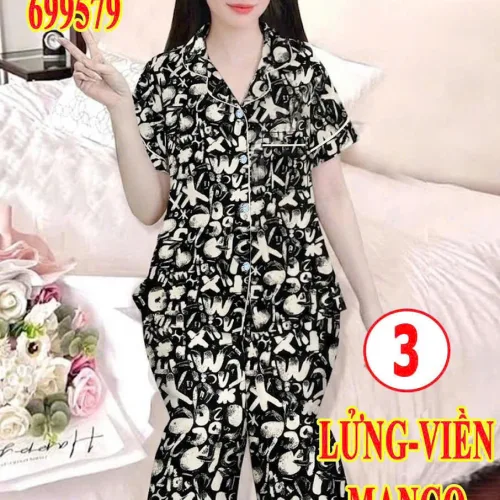 Bộ đồ nữ MT 9579 tay ngắn quần đùi phối viền