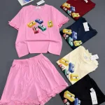 Chuyên sỉ đồ bộ thun nữ áo tay ngắn quần đùi bèo chất cotton 4 chiều