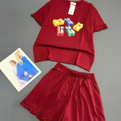 Chuyên sỉ đồ bộ thun nữ áo tay ngắn quần đùi bèo chất cotton 4 chiều
