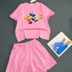 Chuyên sỉ đồ bộ thun nữ áo tay ngắn quần đùi bèo chất cotton 4 chiều