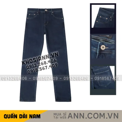 Quần jean nam Old Sailor 7160 dáng dài, form Slim-fit màu xanh đậm