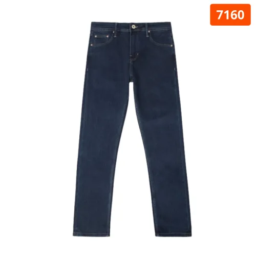 Quần jean nam Old Sailor 7160 dáng dài, form Slim-fit màu xanh đậm