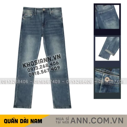 Quần Jean Nam Dài Slim-fit Old Sailor 7162 Màu Xanh Wash