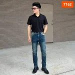 Quần Jean Nam Dài Slim-fit Old Sailor 7162 Màu Xanh Wash