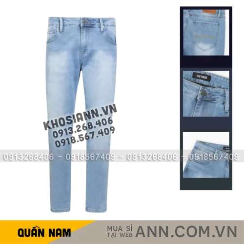 Quần jean nam dài Old Sailor 7274 phom Slim-fit màu xanh nhạt