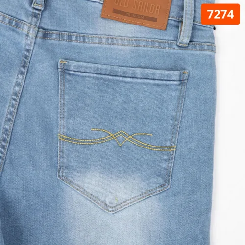 Quần jean nam dài Old Sailor 7274 phom Slim-fit màu xanh nhạt