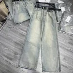 Shop sỉ quần Jeans Cotton Nữ Ống Suông Vải Dày Mềm Không Co Giãn Tôn Dáng