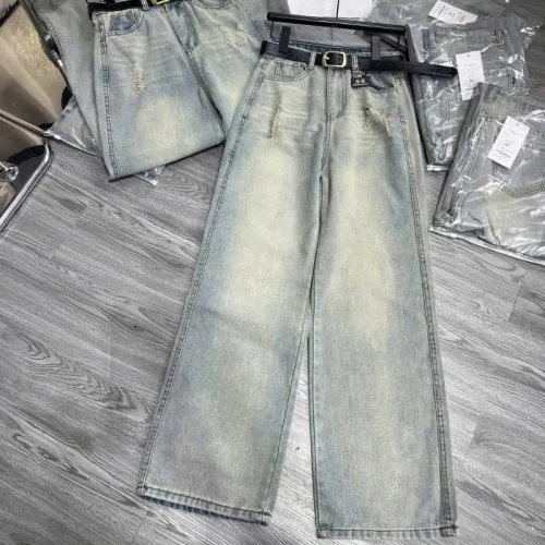 Shop sỉ quần Jeans Cotton Nữ Ống Suông Vải Dày Mềm Không Co Giãn Tôn Dáng