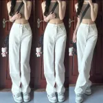 Shop sỉ quần Jeans Cotton Nữ Ống Suông Vải Dày Mềm Không Co Giãn Tôn Dáng