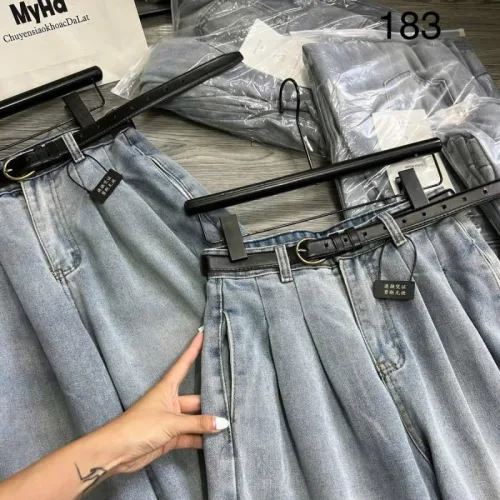 Shop sỉ quần Jeans Cotton Nữ Ống Suông Vải Dày Mềm Không Co Giãn Tôn Dáng