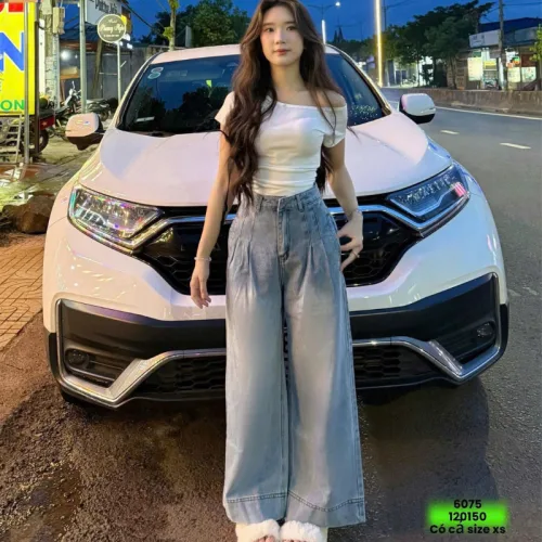 Shop sỉ quần Jeans Cotton Nữ Ống Suông Vải Dày Mềm Không Co Giãn Tôn Dáng