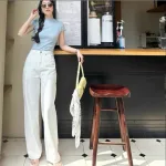 Shop sỉ quần Jeans Cotton Nữ Ống Suông Vải Dày Mềm Không Co Giãn Tôn Dáng