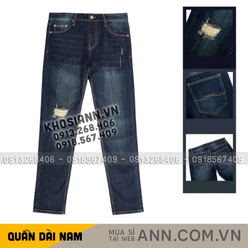 Quần jeans dài nam Osl Aeroflex màu đen sâu, dài 95cm - 6874