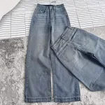 Nơi lấy sỉ quần Jeans Nữ Ống Rộng Vải Dày Mềm Không Co Giãn Phối Nơ Ở Túi Quần Cực Xinh