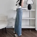 Nơi lấy sỉ quần Jeans Nữ Ống Rộng Vải Dày Mềm Không Co Giãn Phối Nơ Ở Túi Quần Cực Xinh