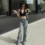 Quần jeans nữ QG289 ống suông tôn dáng, chất vải dày mềm không co giãn