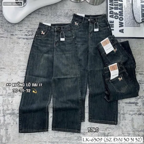 Quần jeans nữ QG289 ống suông tôn dáng, chất vải dày mềm không co giãn
