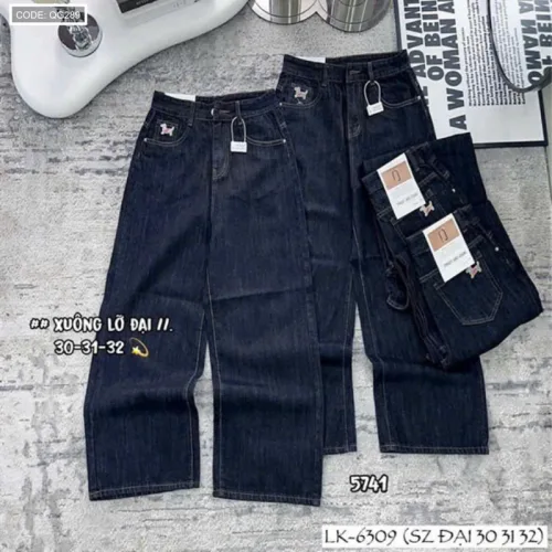 Quần jeans nữ QG289 ống suông tôn dáng, chất vải dày mềm không co giãn