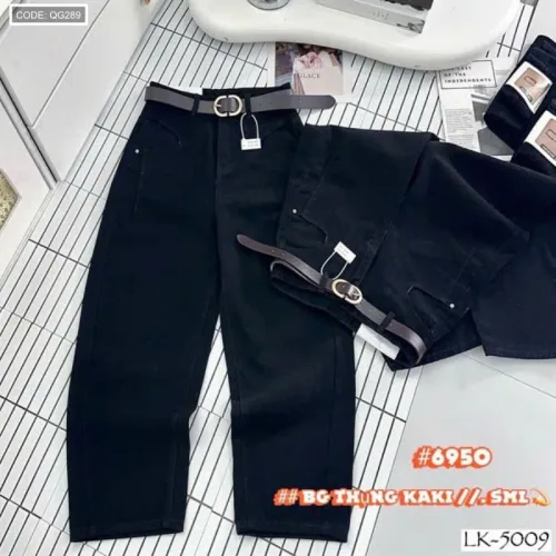 Quần jeans nữ QG289 ống suông tôn dáng, chất vải dày mềm không co giãn