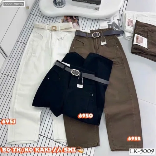 Quần jeans nữ QG289 ống suông tôn dáng, chất vải dày mềm không co giãn