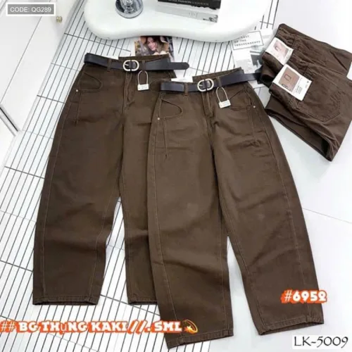Quần jeans nữ QG289 ống suông tôn dáng, chất vải dày mềm không co giãn