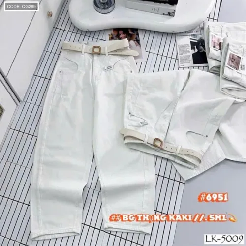 Quần jeans nữ QG289 ống suông tôn dáng, chất vải dày mềm không co giãn