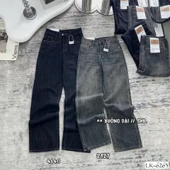 Quần jeans nữ QG289 ống suông tôn dáng, chất vải dày mềm không co giãn