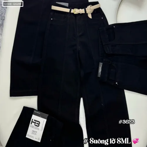 Quần jeans nữ QG289 ống suông tôn dáng, chất vải dày mềm không co giãn