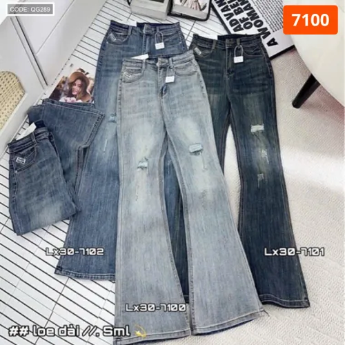 Quần jeans nữ QG289 ống suông tôn dáng, chất vải dày mềm không co giãn