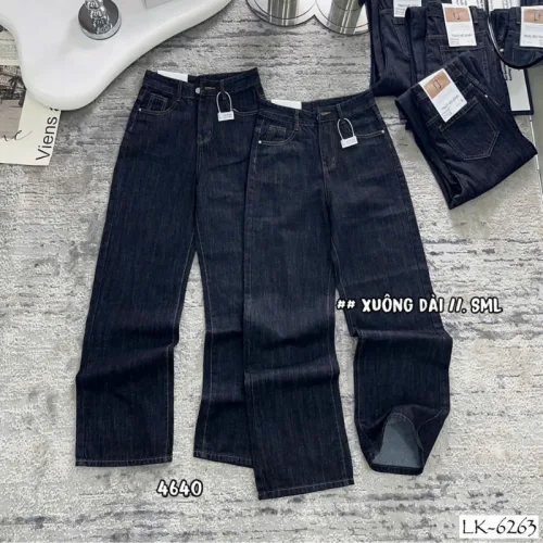 Quần jeans nữ QG289 ống suông tôn dáng, chất vải dày mềm không co giãn